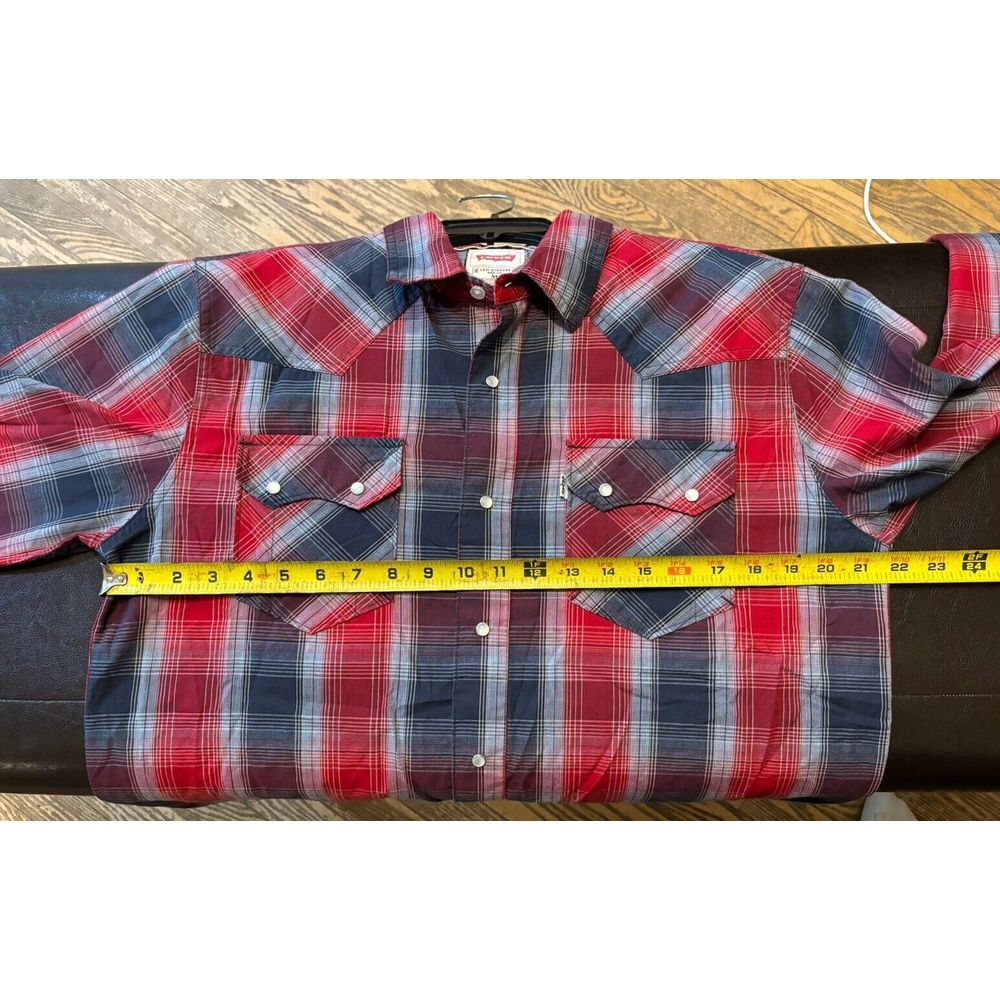 Levi's Men's Long Sleeve Pearl Snap Shirt Sz‎ M Plaid Pockets - Picture 7 of 7